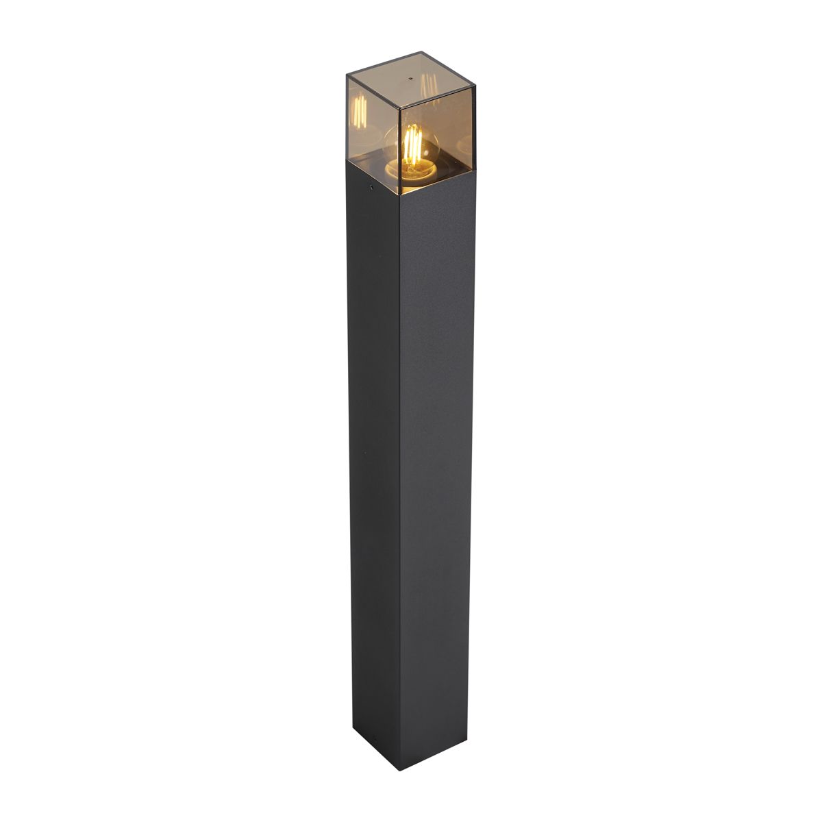 Modern buiten paaltje zwart met smoke glas 70cm met schemersensor IP44 - Denmark