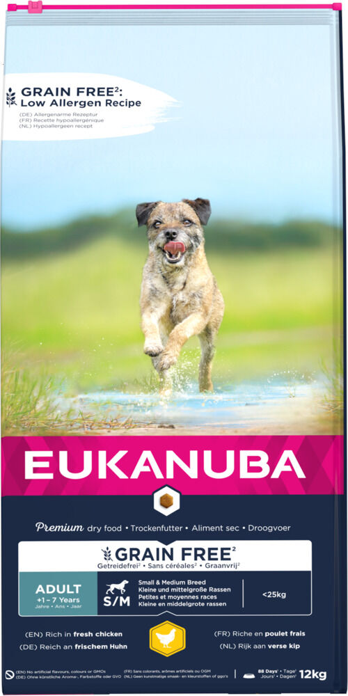 Eukanuba Graanvrij Adult Small/Medium - Hondenvoer - 12 Kilogram - kip