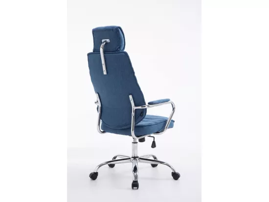 Chaise de bureau - Tissu & Métal chromé - Bleu - Rako