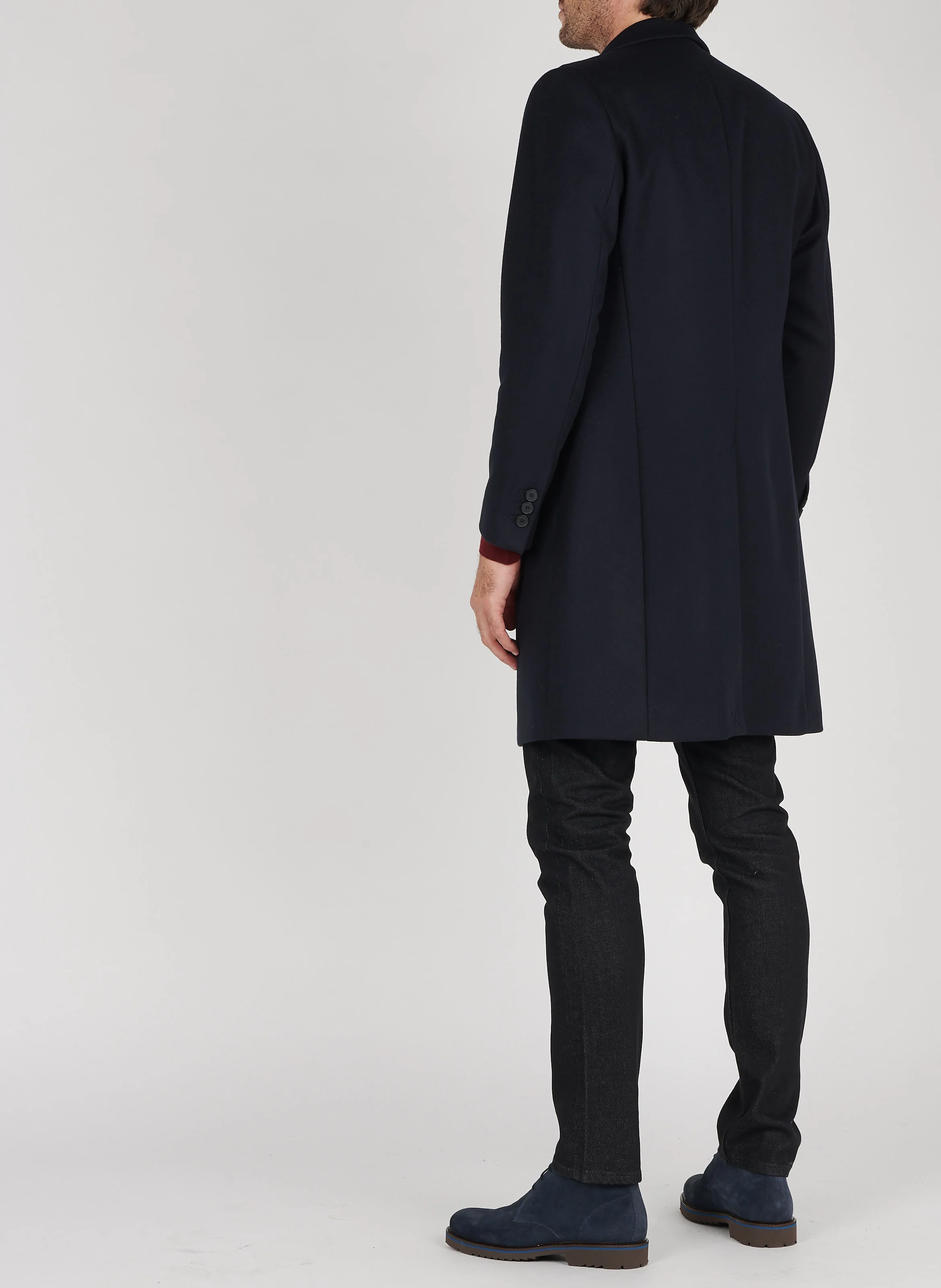 Manteau col tailleur regular-fit en laine mélangée | Bleu