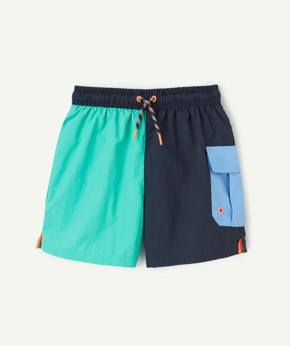 SHORT DE BAIN GARÇON EN FIBRES RECYCLÉES TRICOLORE