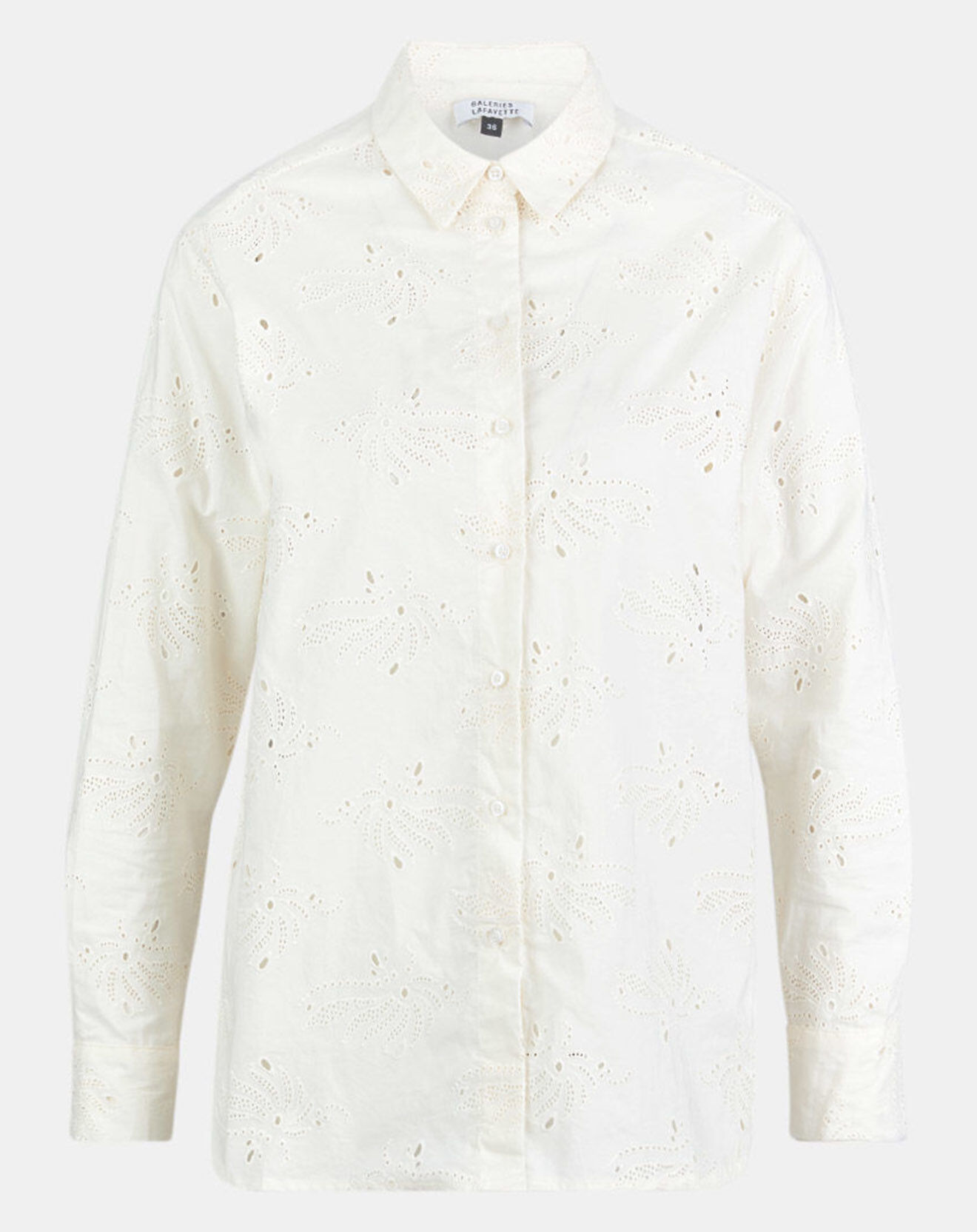 Galeries Lafayette Chemise Ebrizia brodée ajourée écrue