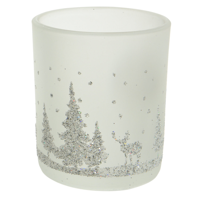 Teelichtglas - Weihnachten - ca. 7 x 8,5 cm - 1 Stück