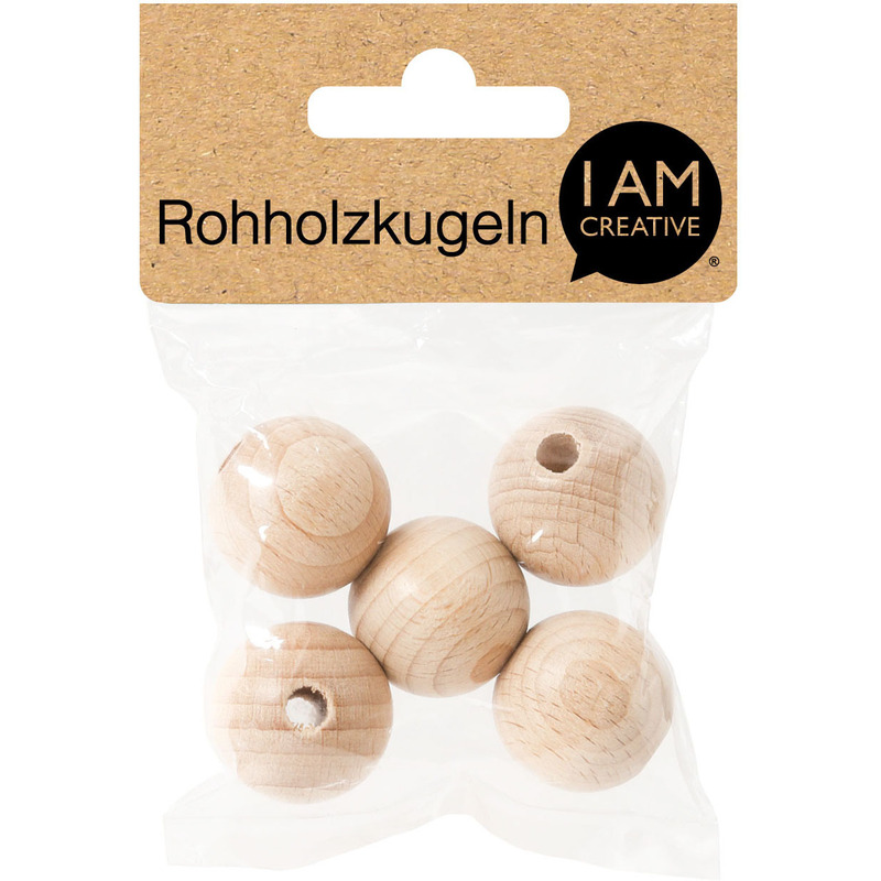 I AM CREATIVE Rohholzkugeln, 5 Stück, braun