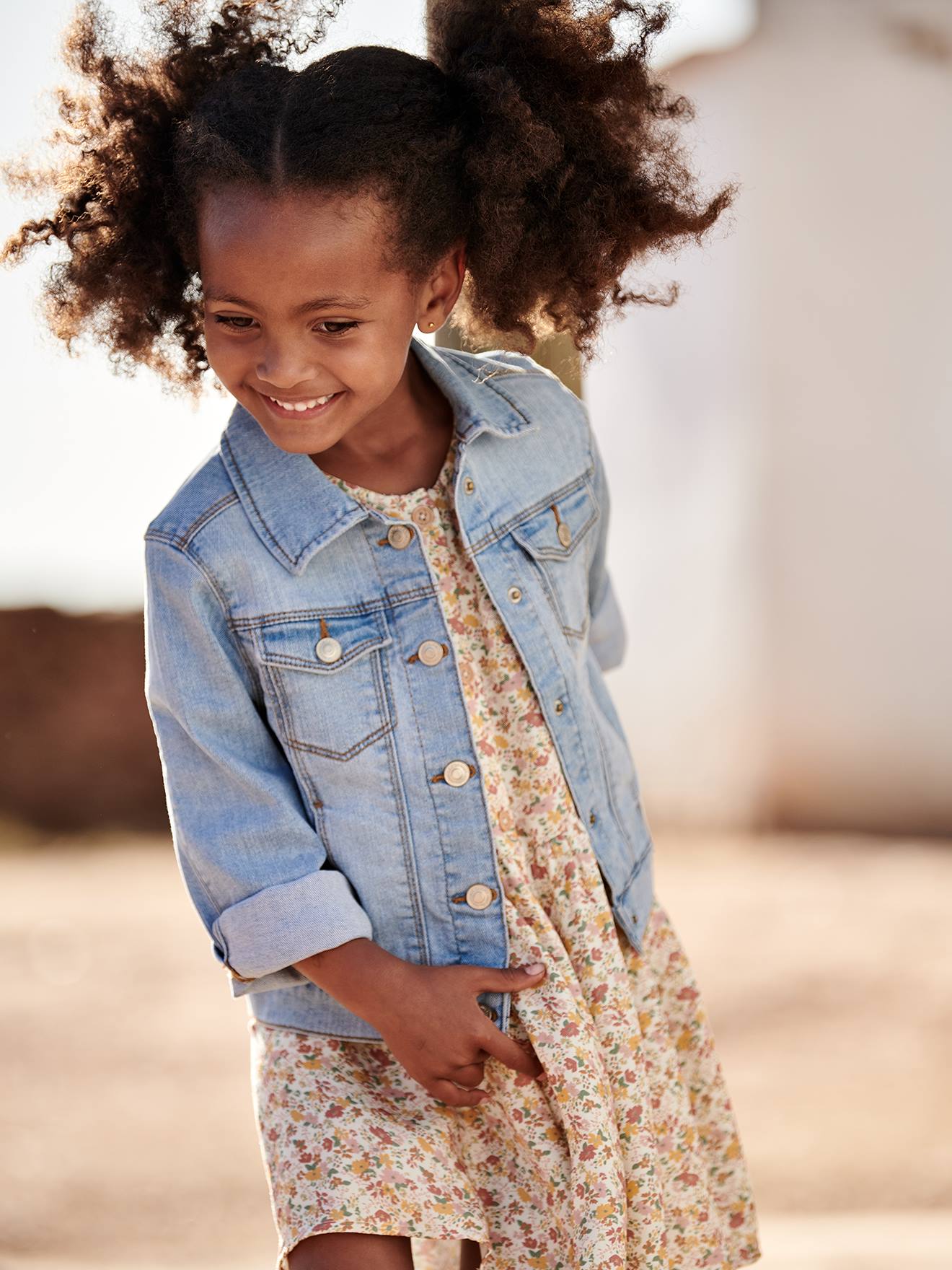 Jaqueta jeans personalizável para meninas, cor pedra