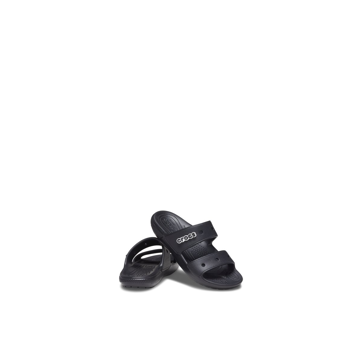 CROCS-Classic_croc-Sandales athlétiques à double bride - Talon plat - Noir/Noir