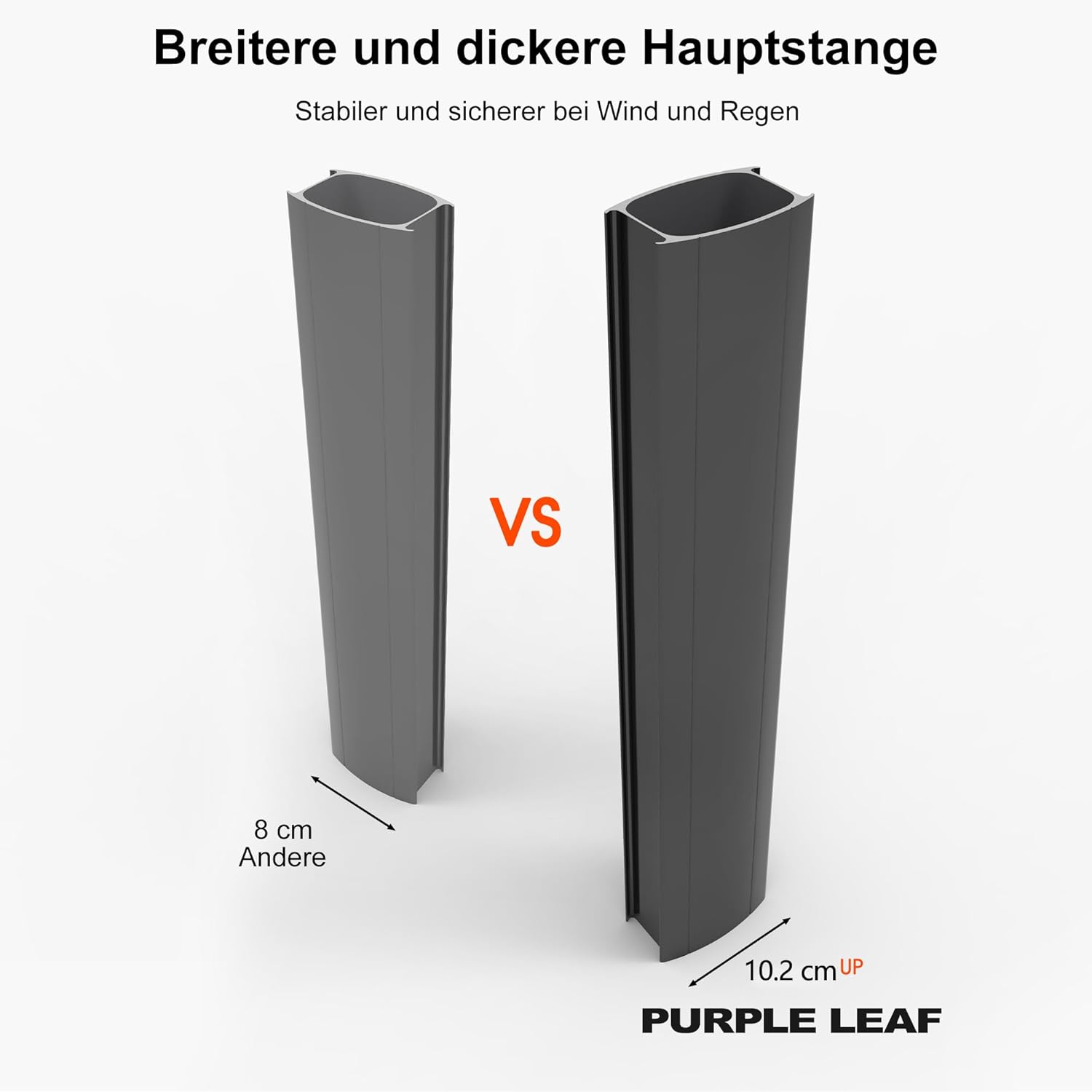 PURPLE LEAF Ampelschirm 365 x 365 cm Sonnenschirm Groß Doppeldach mit Kurbel 360° Drehbar und Neigbar, Gartenschirm aus Acrylimitat für draußen wetterfest, Asch Mokka