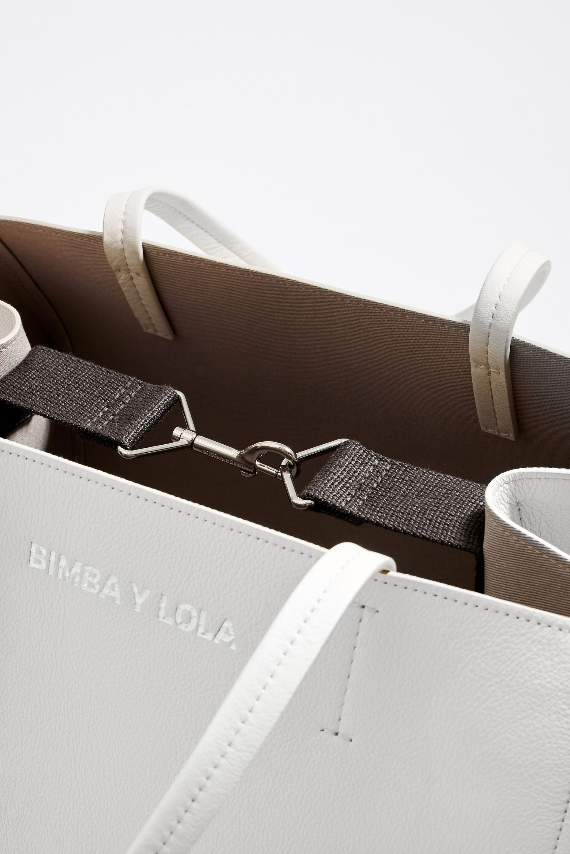 Bolsa de compras grande em couro off-white