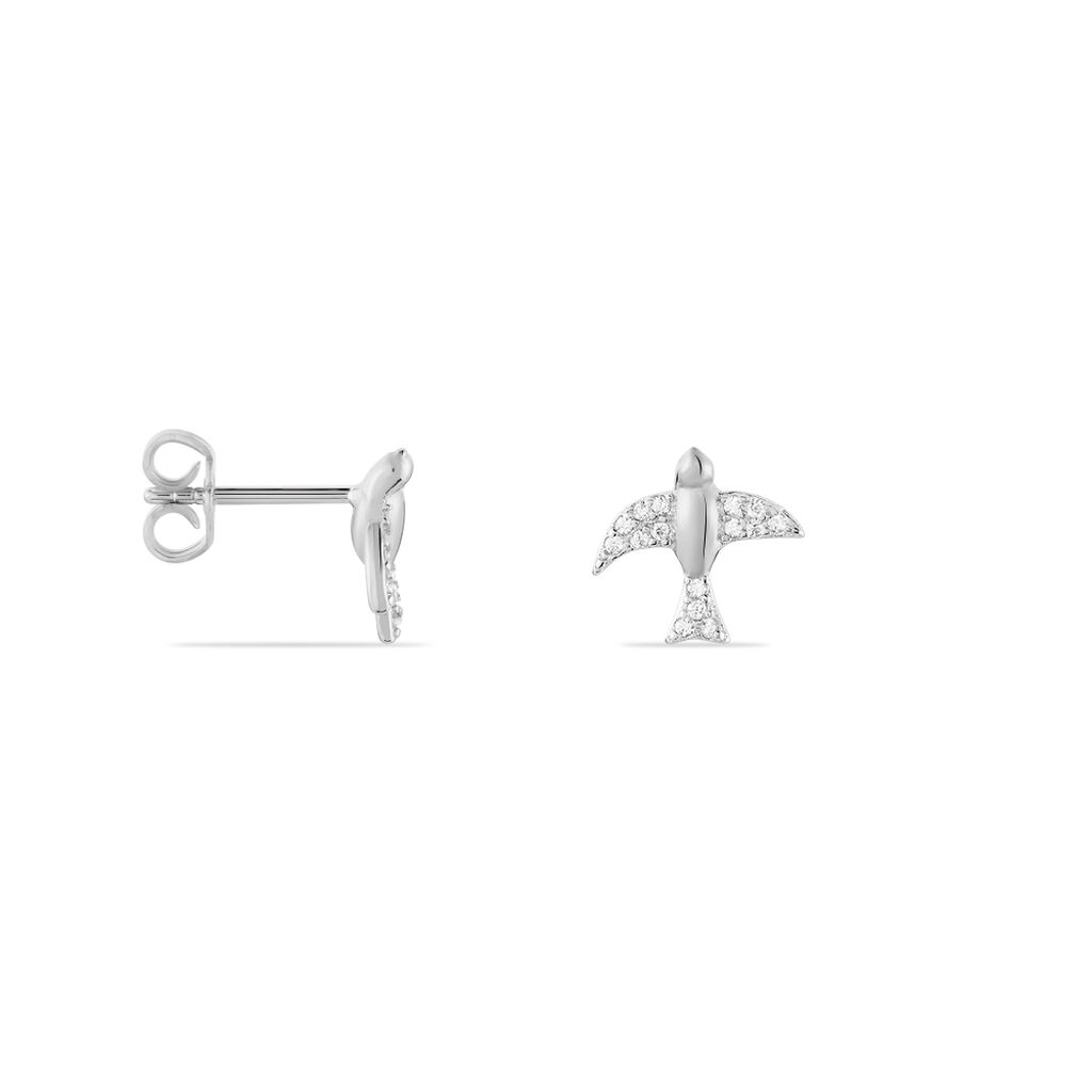 Boucles D'oreilles Puces Axella Argent Blanc Oxyde De Zirconium