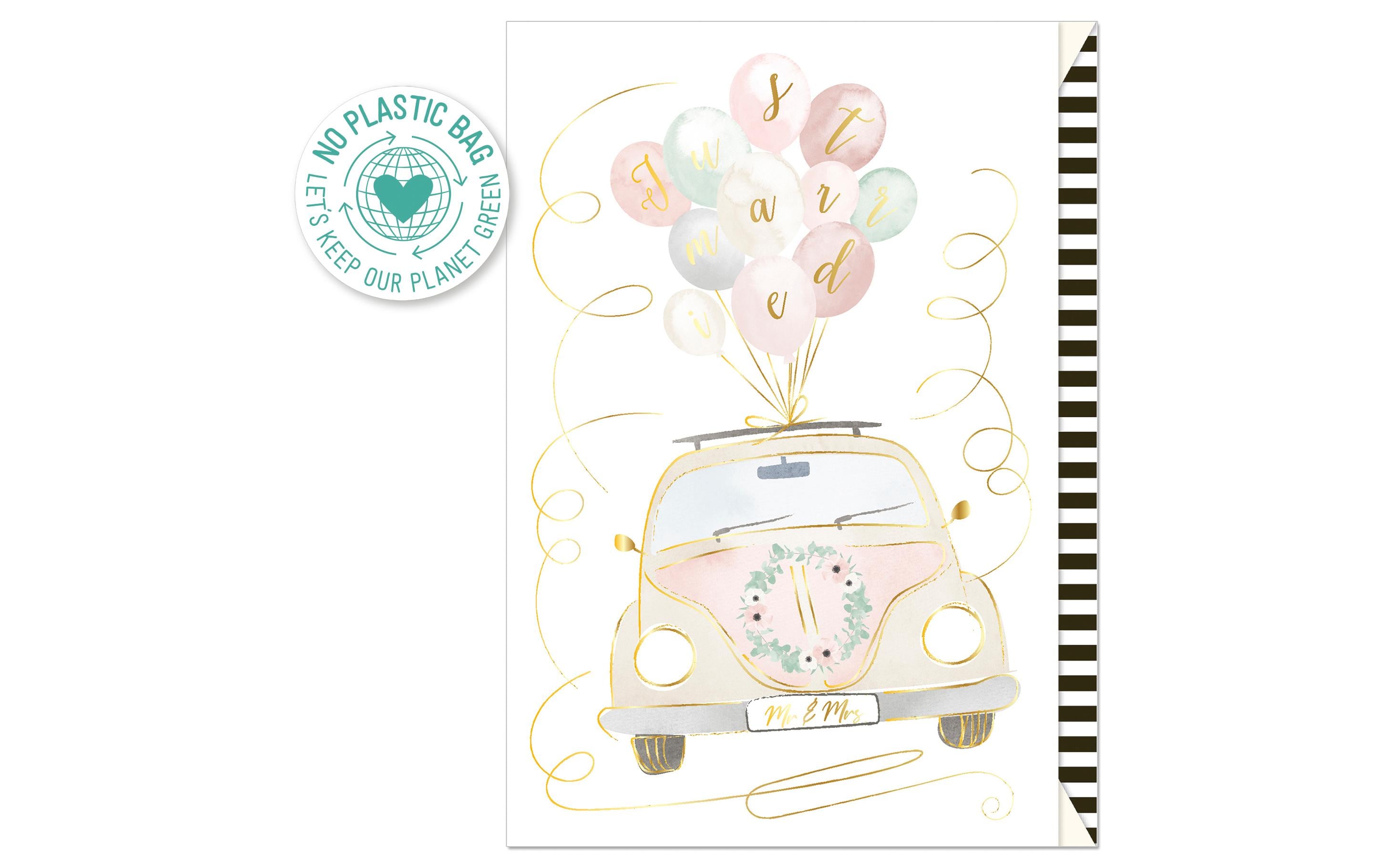 Hochzeitskarte Auto 11.5 x 17.2 cmGlückwunschkarte