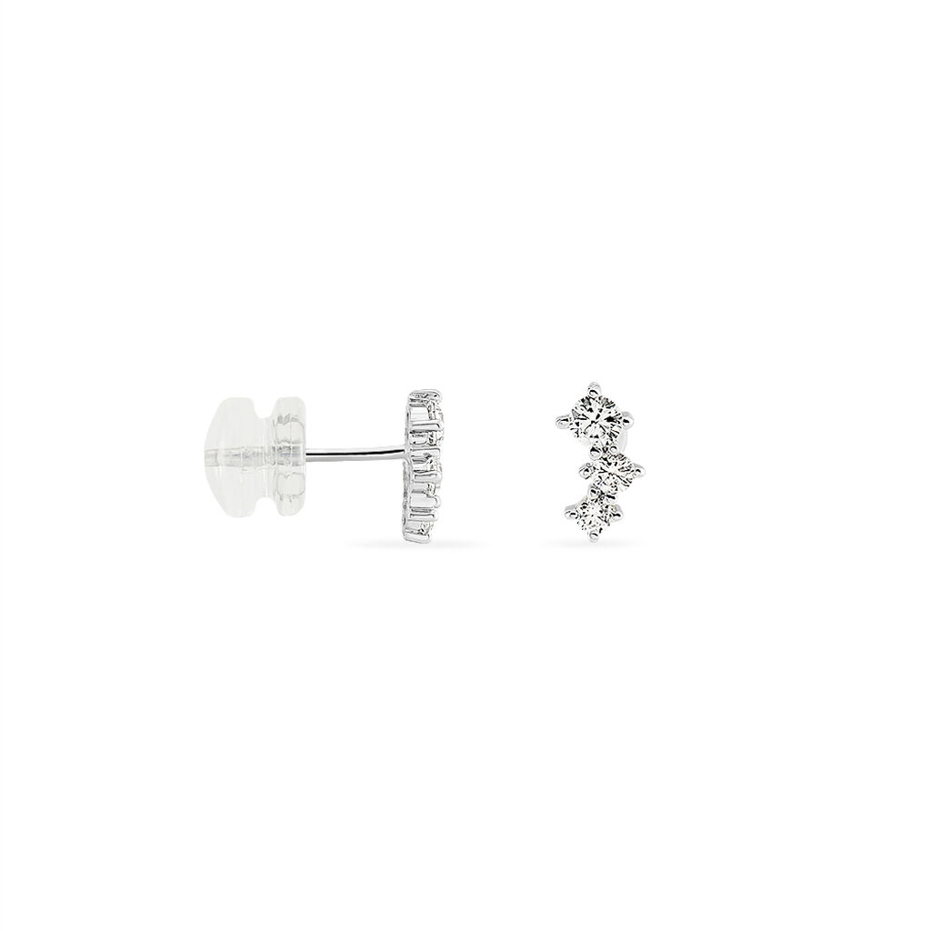 Boucles D'oreilles Puces Kyoto Or Blanc Oxyde De Zirconium