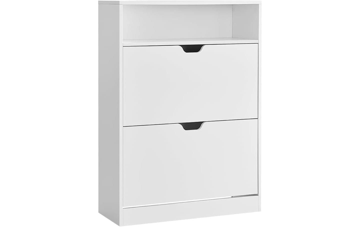 Schuhschrank 80 x 24 x 102 cm, Weiss<br>Schuhschrank mit 2 Klappen für 11 bis 16 Schuhen