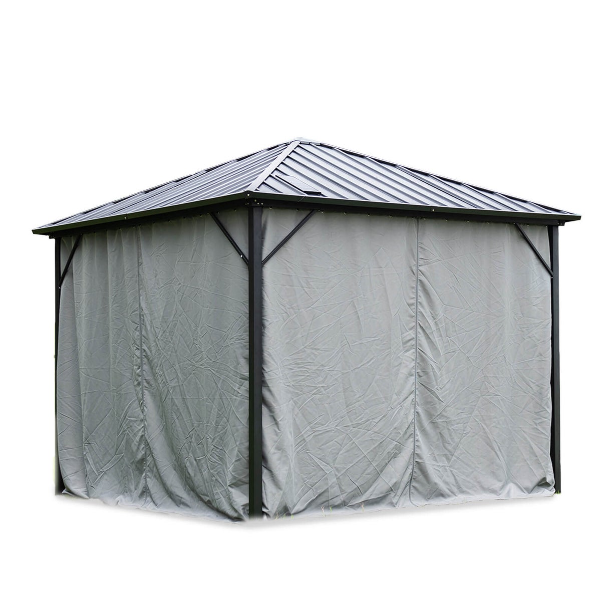 Home Deluxe - LED Solar Paviljoen Gordijnen AZUR - Kleur Grijs - 100% Polyester - UV-bestendig