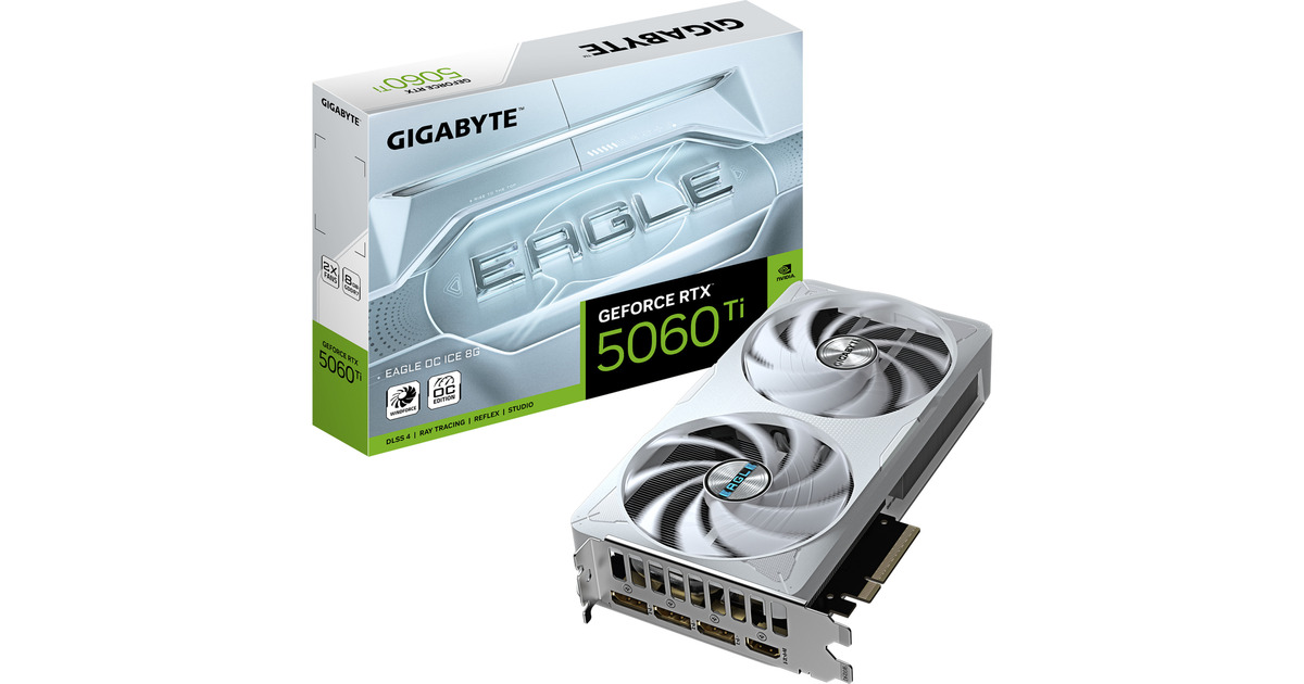 GIGABYTEGeForce RTX 5060 Ti EAGLE OC ICE 8G grafische kaart  (3x DisplayPort, 1x HDMI)