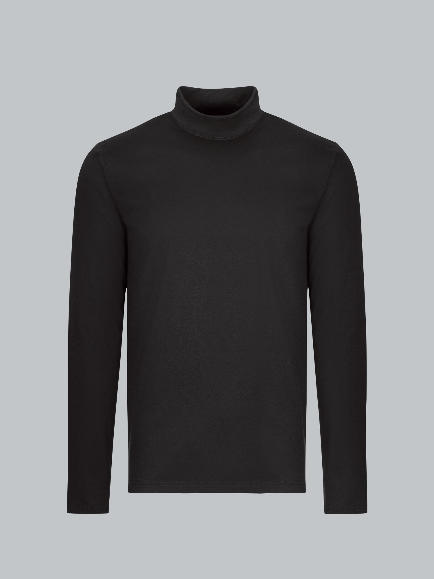 Langarm Shirt mit Stehkragen Schwarz