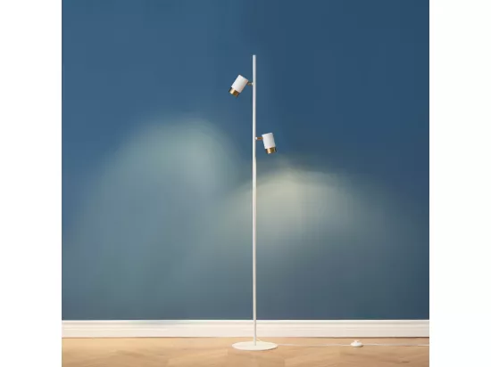Lampadaire blanc deux spots pivotants - Elya