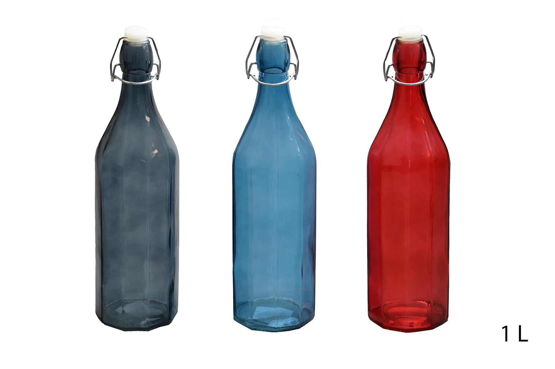 BOUTEILLE POLYGONE VERRE COULEUR 1L