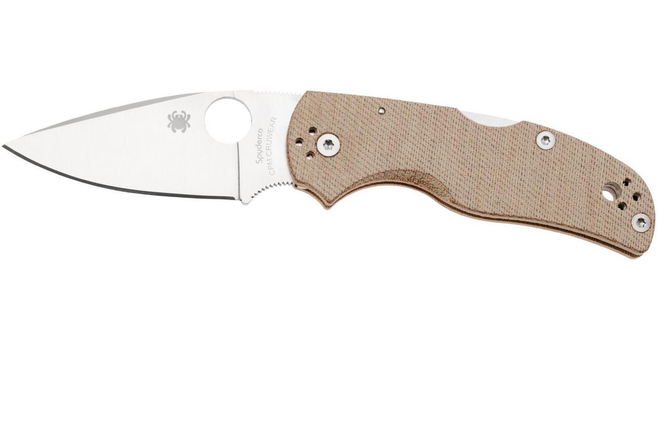 Spyderco Native 5 C41MPCW5, Satin CPM Cru-Wear, Brown Canvas Micarta zakmes