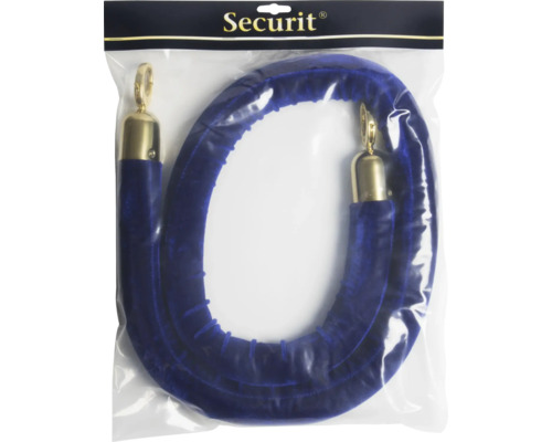Afsluitkoord, glad blauw met gouden uiteinde, 150 cm