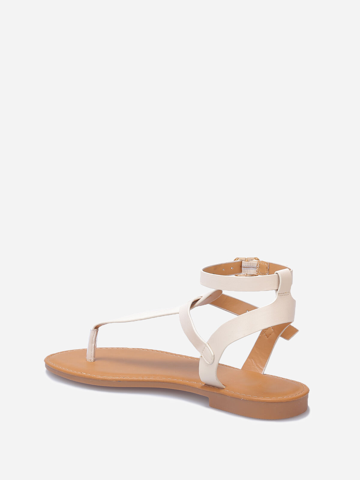 Nu-pieds à brides en simili- Beige
