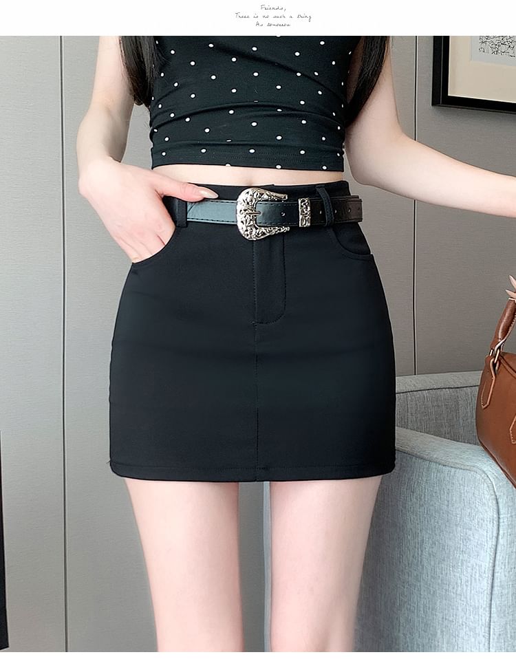 Magimomo - Hoge taille effen mini-kokerrok