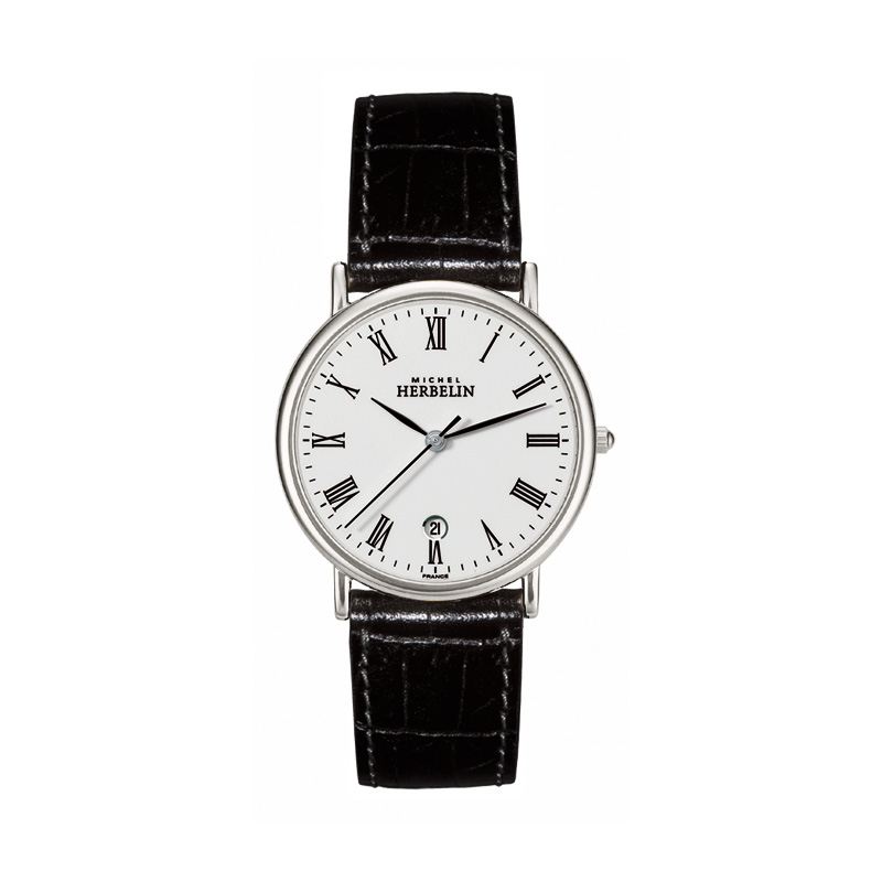 Montre Herbelin Classique homme acier bracelet cuir noir