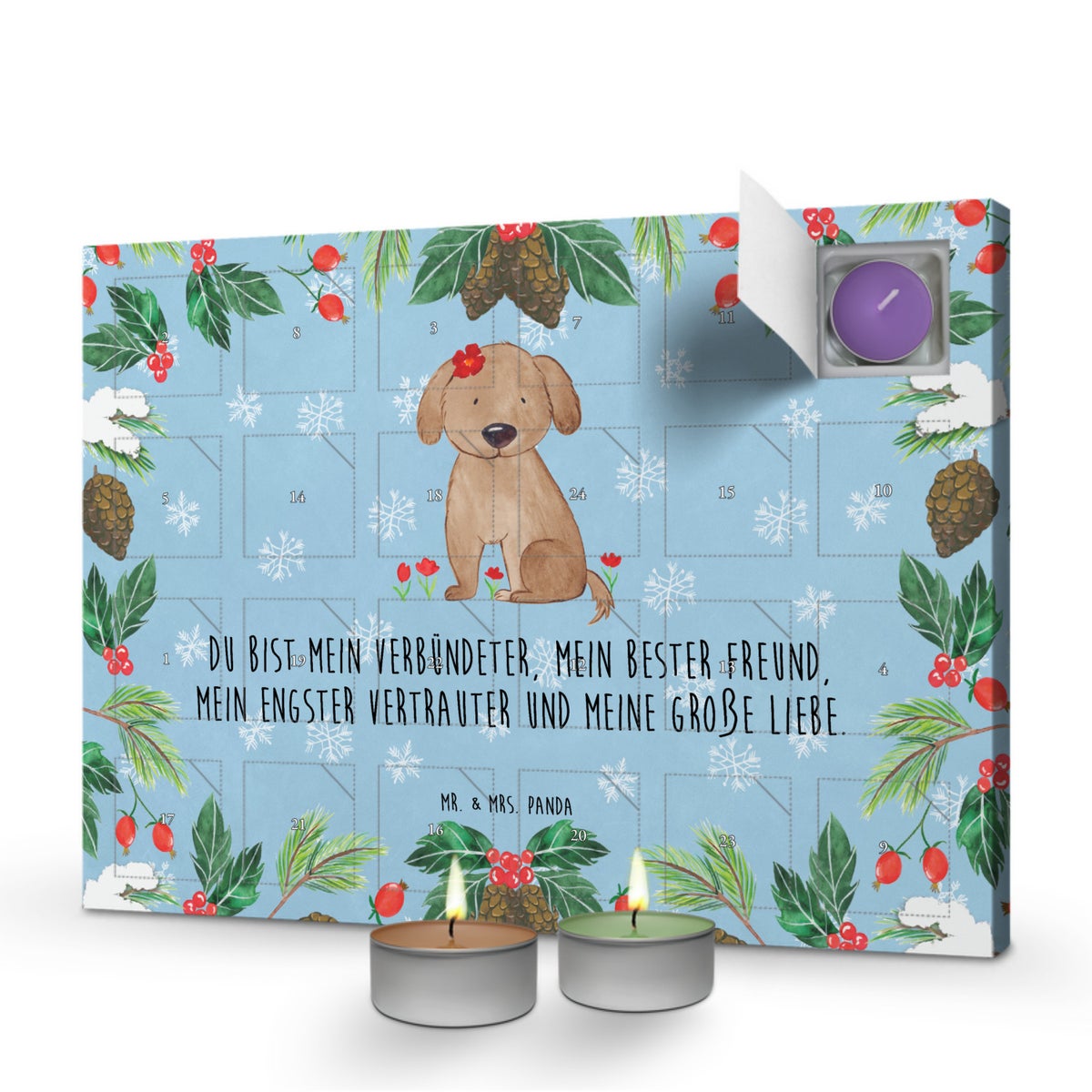 Mr. & Mrs. Panda Geurkaars Adventskalender Hondenvrouw - Pastelblauw