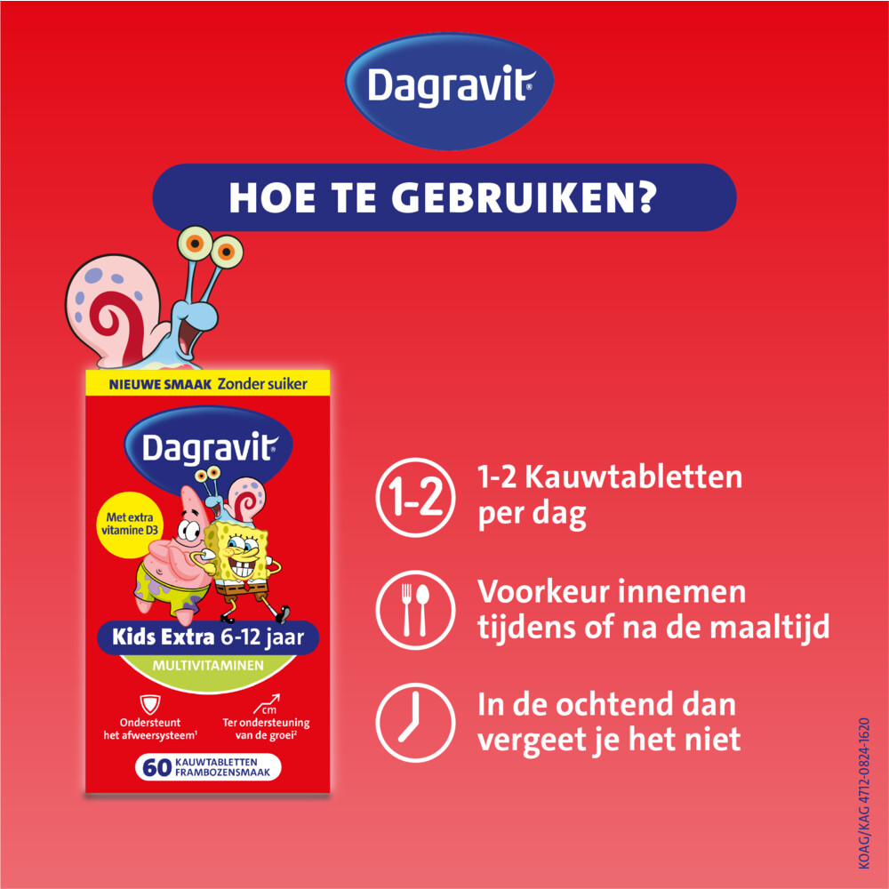 Dagravit Multivitamine Kids Xtra 6-12 Jaar Spongebob60 kauwtabletten