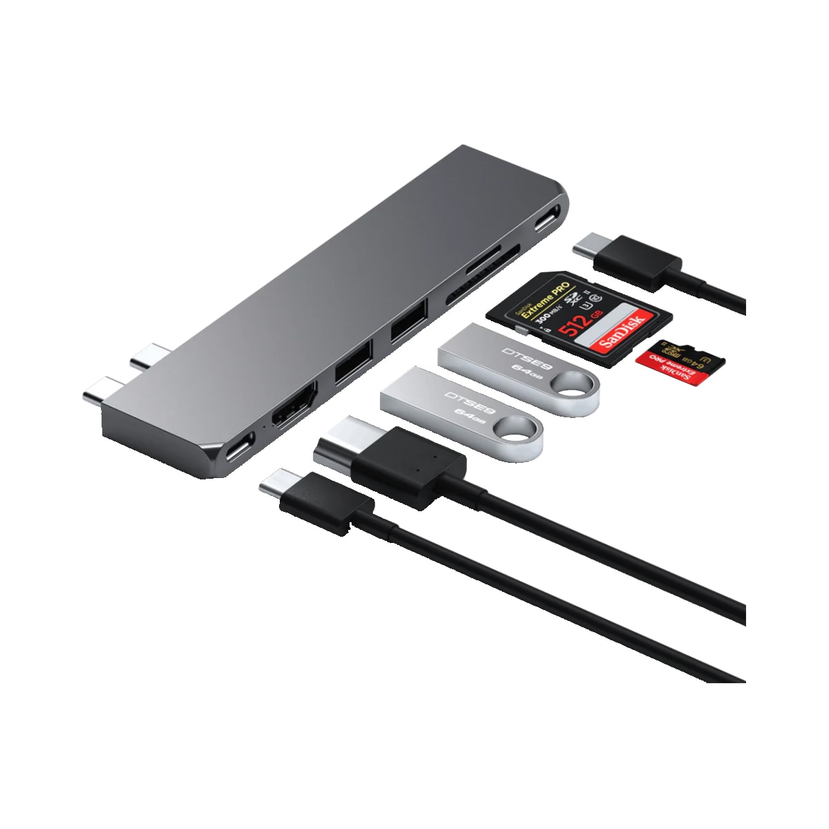 Satechi USB-C Pro Slim USB hub (grey)