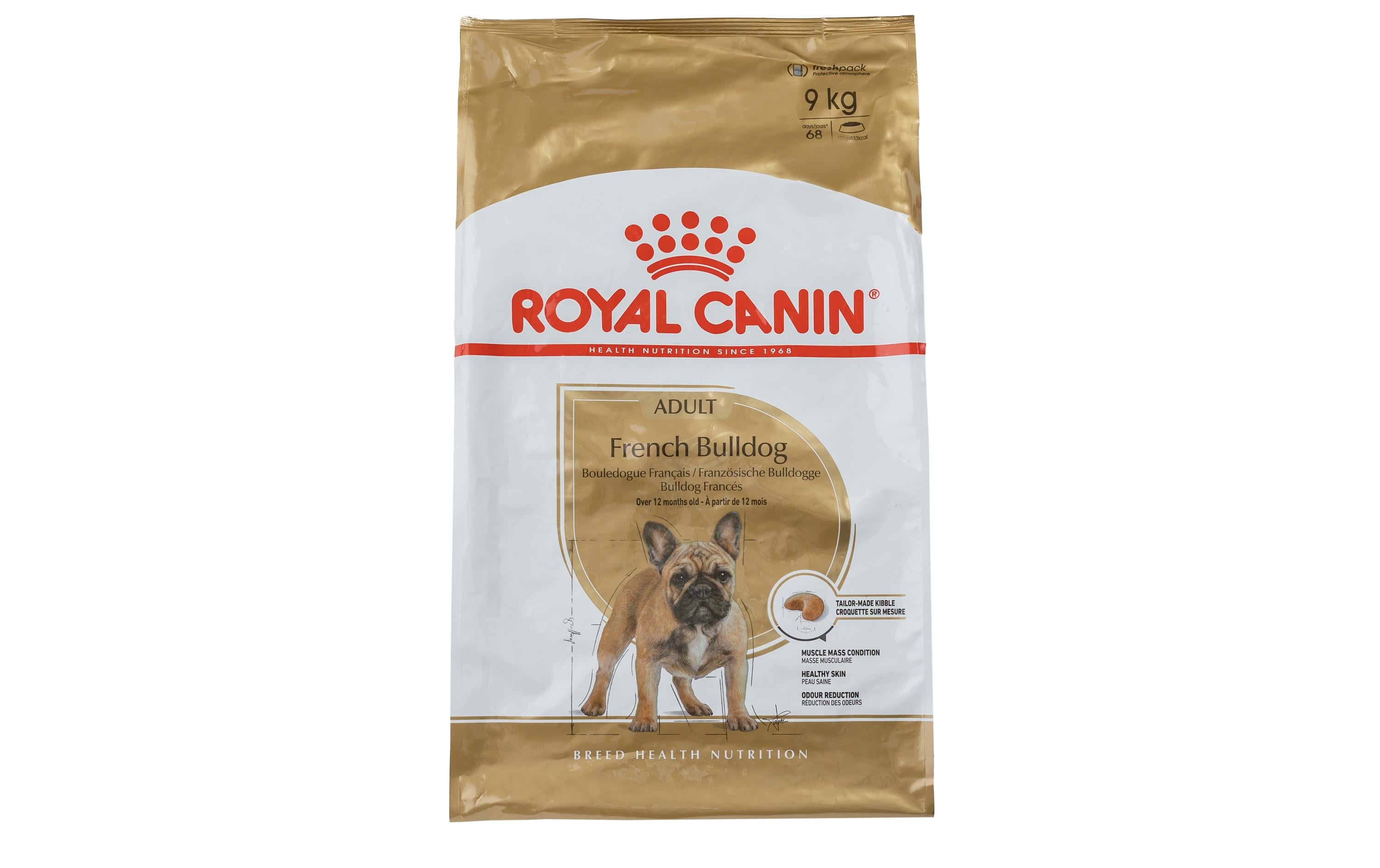 Trockenfutter Breed Nutrition French Bulldog Adult, 9 kgAlleinfuttermittel speziell für ausgewachsene und ältere Französische Bulldoggen