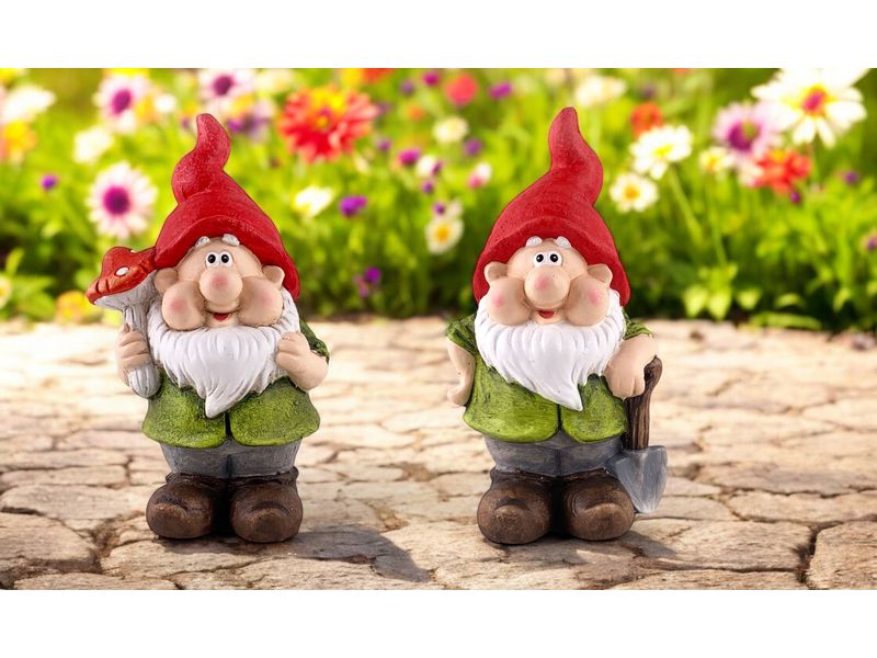 Dameco Dekofigur Gartenzwerg 2er Set, 21 cm Gartendekoration