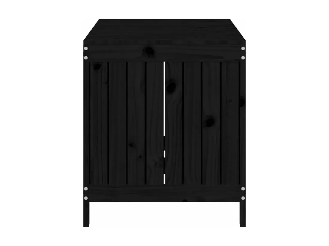 Boîte de rangement de jardin Noir 121x55x64 cm Bois massif pin