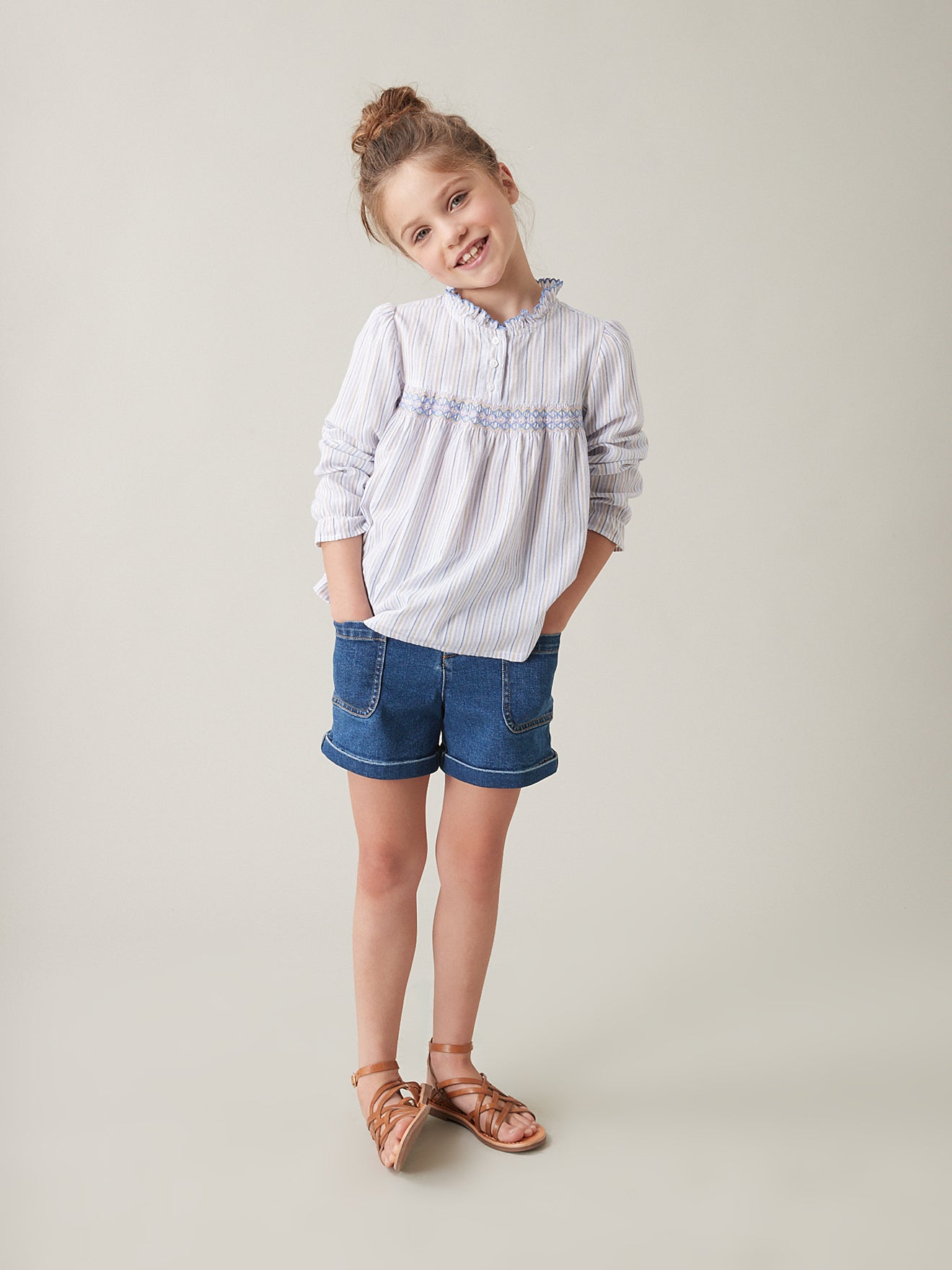 Blouse à smocks Fille