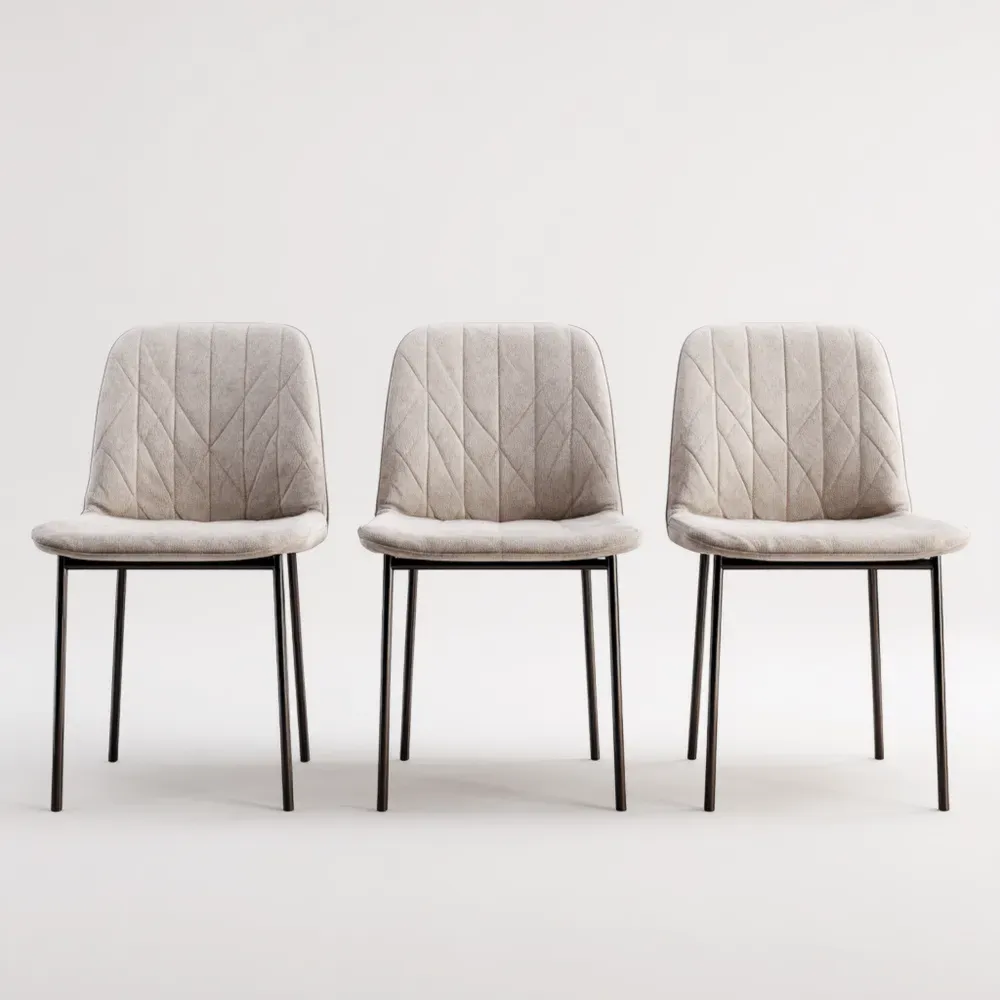 Esszimmerstühle Set 3er Stoff 45x55x85 cm – Hellgrau – Modernes Design