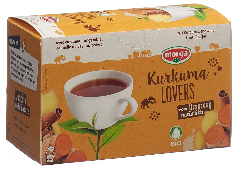 MORGA Curcuma Lovers Tee<br>20 Stück, Beutel, TEES, mit Hülle Bio Knospe