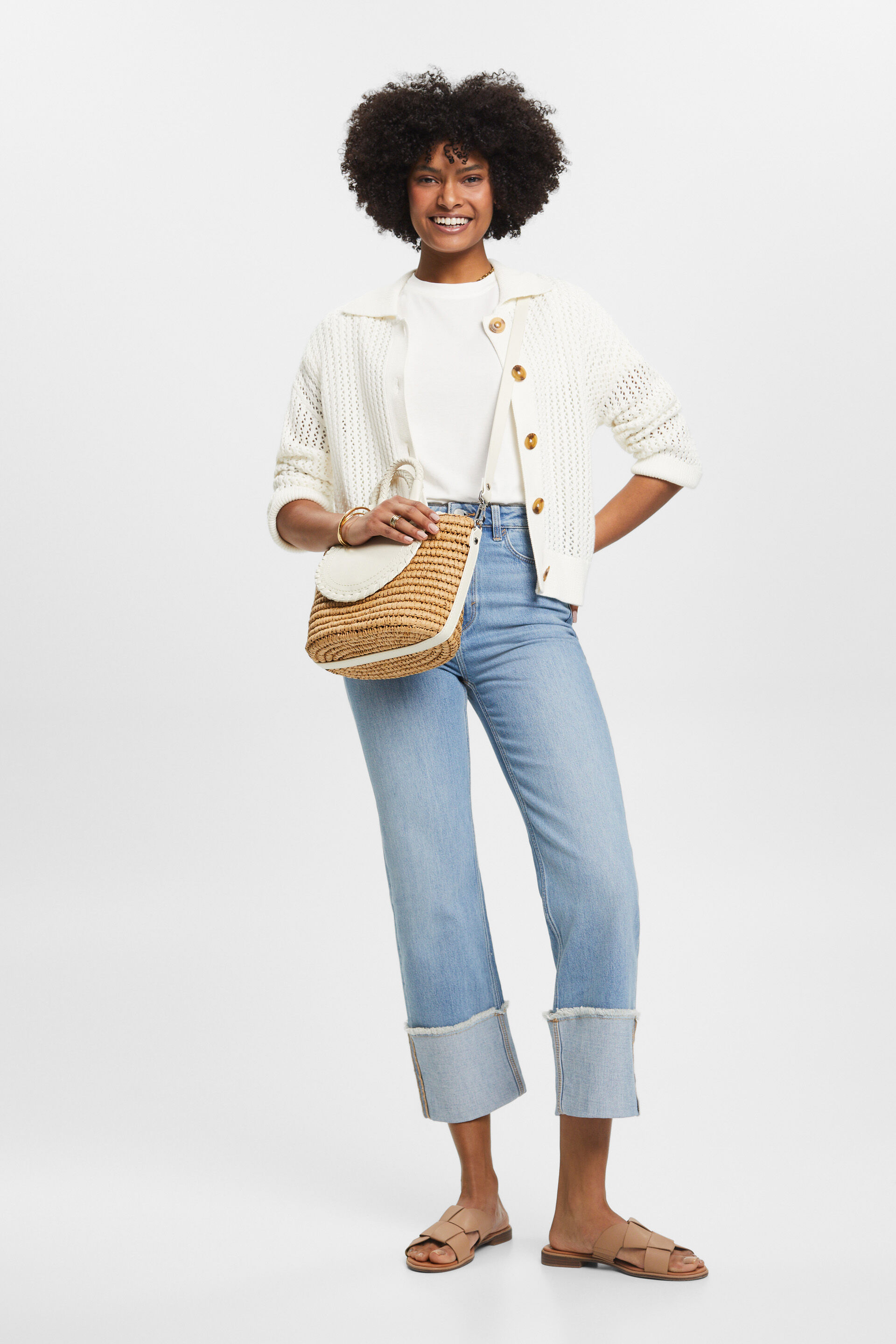 Jean années 80 de coupe raccourcie à revers cousus, TENCEL™