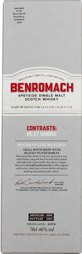 BENROMACH PEAT SMOKE 2010 70CL