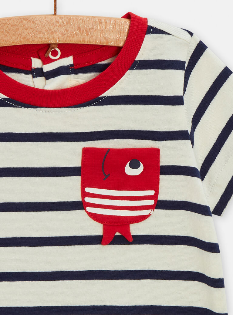 T-shirt rayé à animation poisson pour bébé garçon