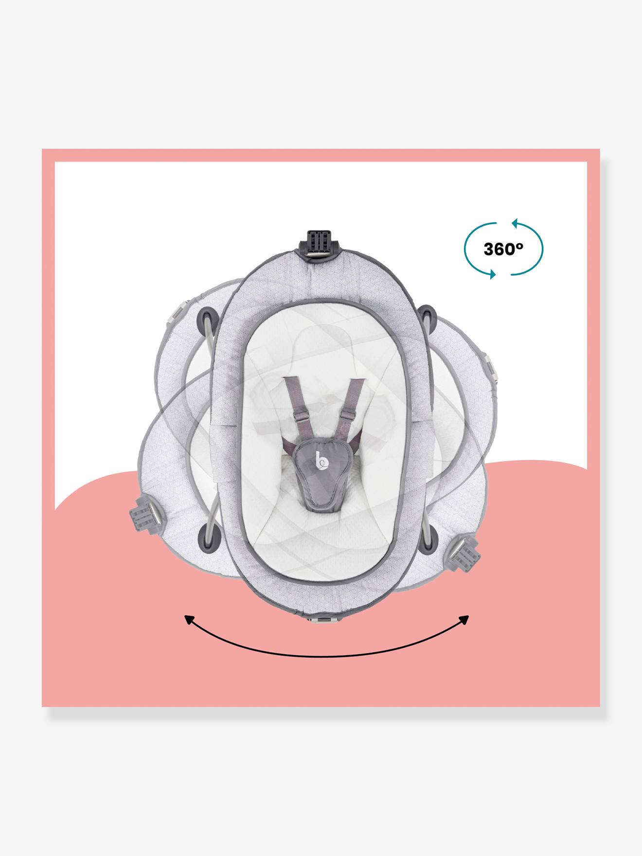 Rede de descanso BABYMOOV Swoon Up Graphik com arco de brincar, cinza claro, bicolor/multicolorida