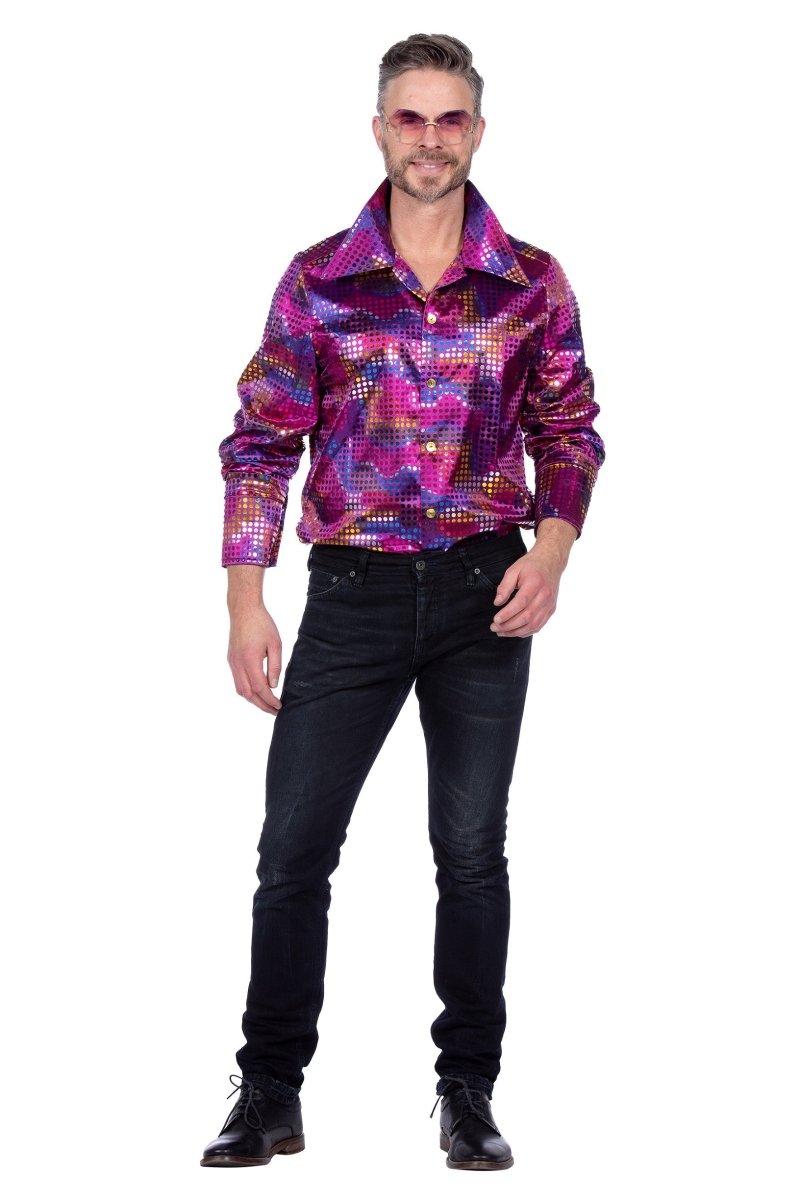 Paarse Blouse Heren Folie Pailletten