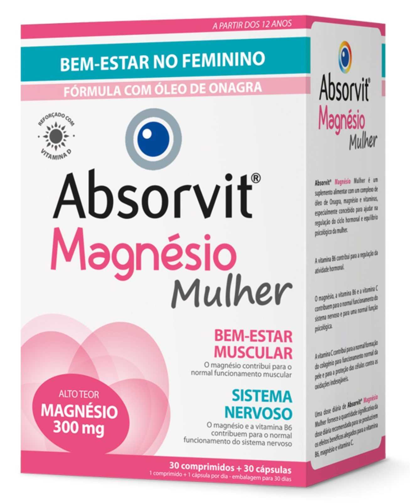 Absorbit Magnésio para Mulheres 30 comprimidos + 30 cápsulas