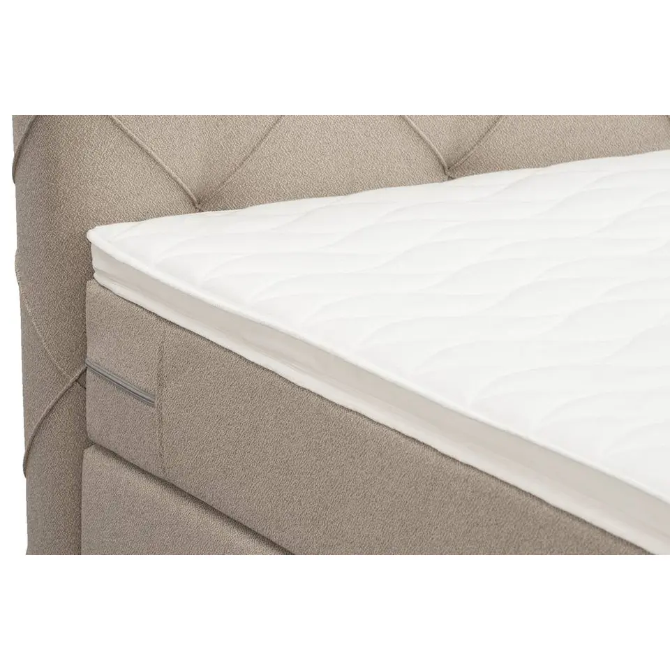 Boxspring met opbergruimte en voetbord Liv geruit - beige - 140x200cm
