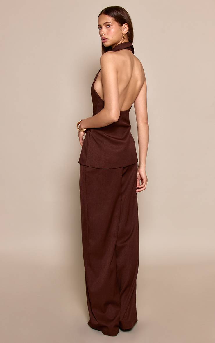 Marron Pantalon Droit Ajusté