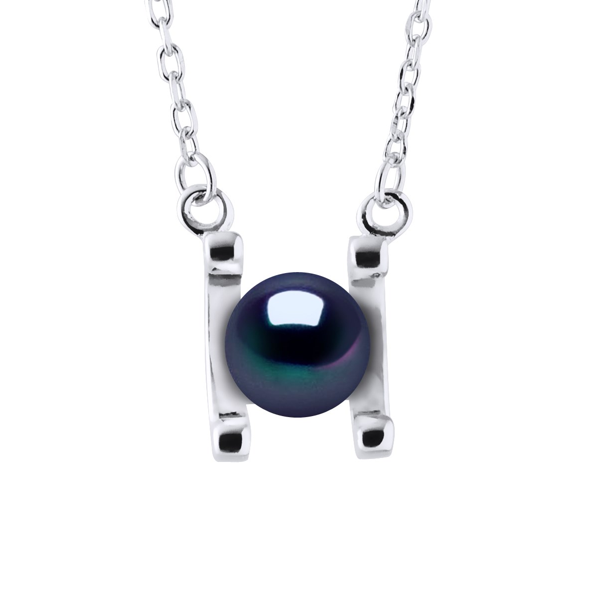 Collier SYMBOL Perle d'Eau Douce 7-8 mm Noire Argent 925