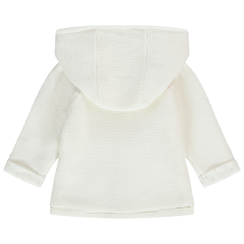 Veste à capuche en tricot point mousse pour bébé
