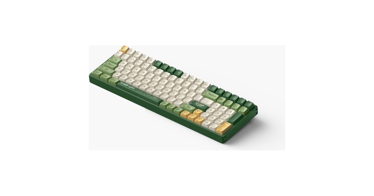 IqunixF97 Camping Wireless Mechanical Keyboard, gaming toetsenbord  (Groen/oranje, US lay-out, Cherry MX Brown, RGB leds, 96%, Hot-swappable, PBT, 2.4GHz | Bluetooth 5.1 | USB-C)