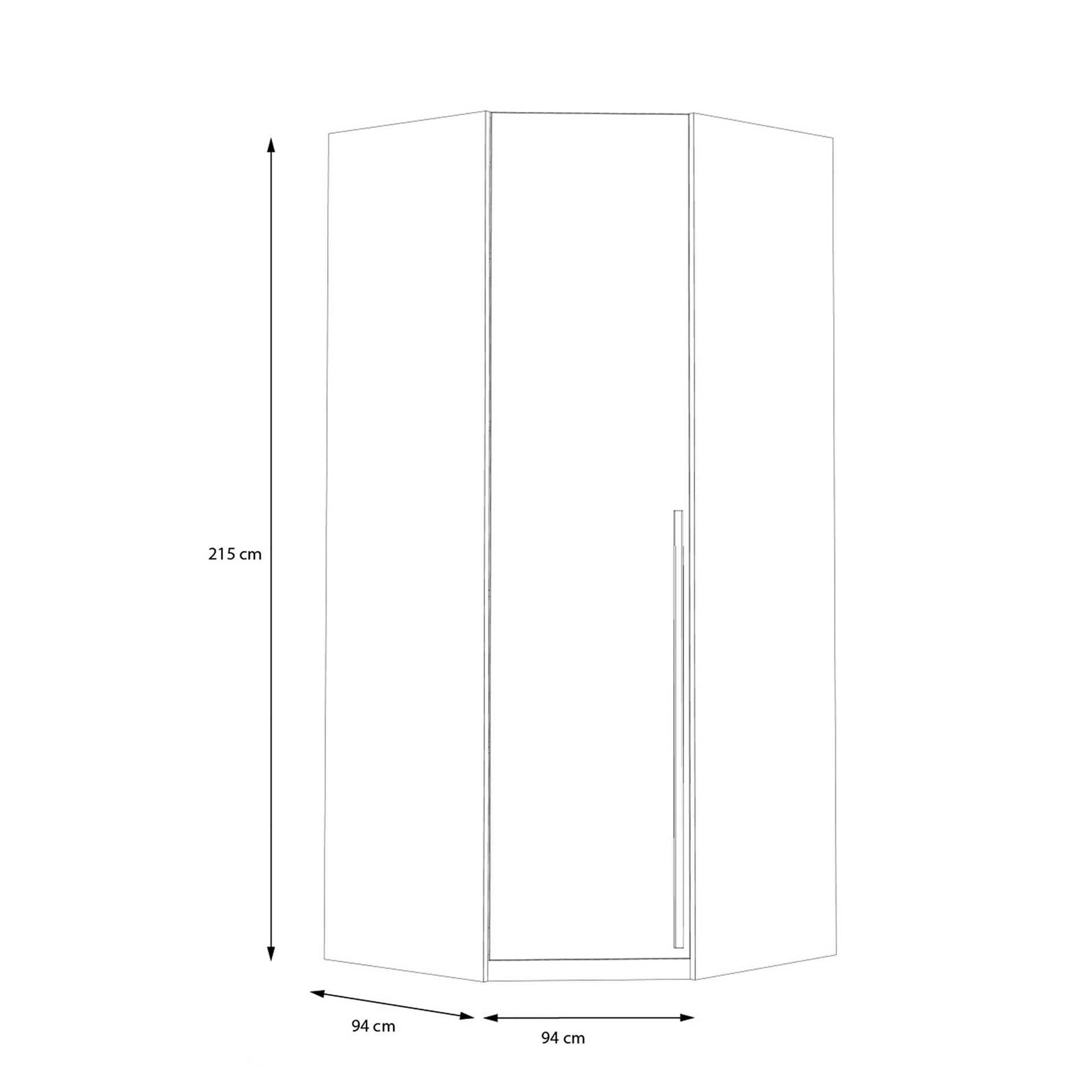 Eckkleiderschrank - weiß-Catania Eiche - 94x94 cm