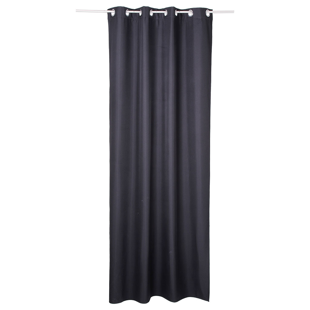 Rideau isolant 8 œillets polyester noir 140x260cm