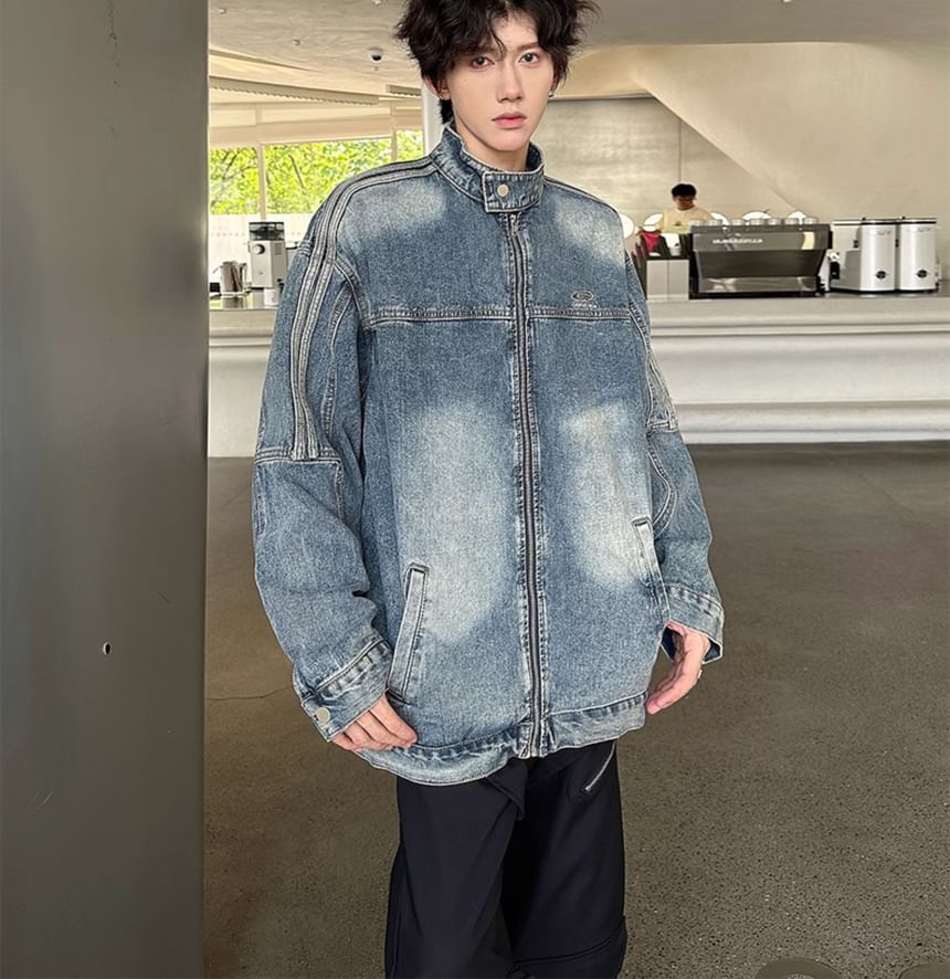 Lorencho - Gewassen denim jack met rits