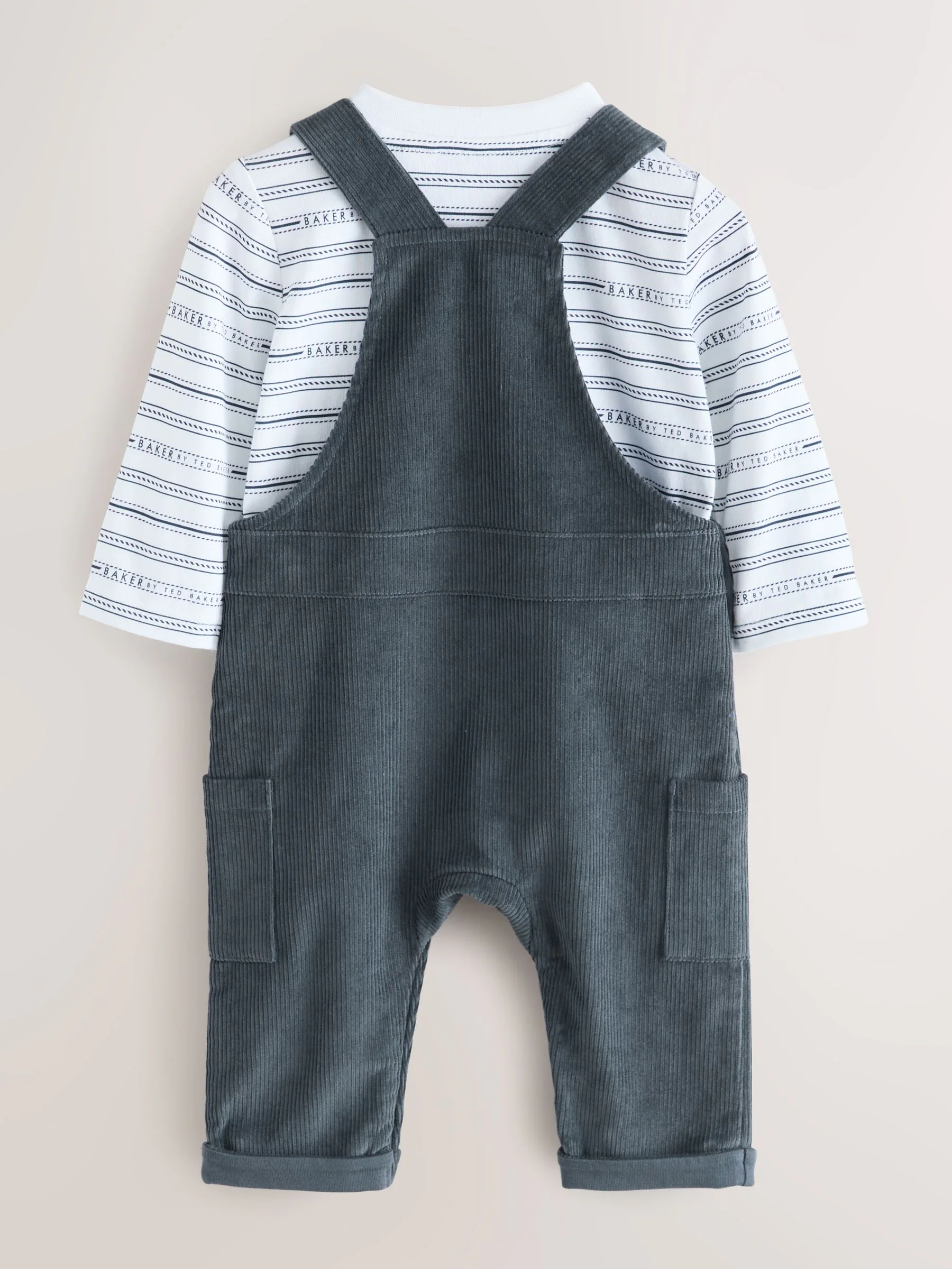 Baker by Ted Baker Charcoal Grey Cord Dungarees Set